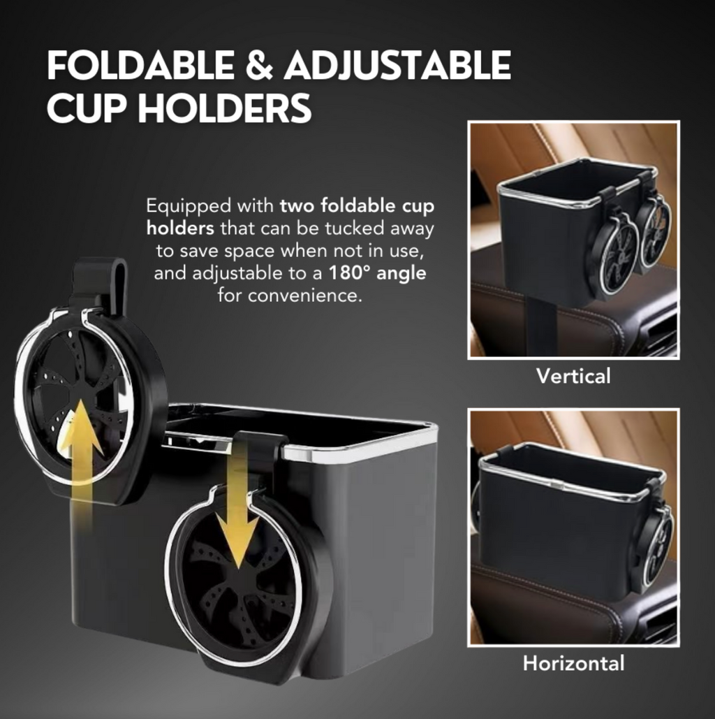 Car Armrest Storage Box with Dual Cup Holders