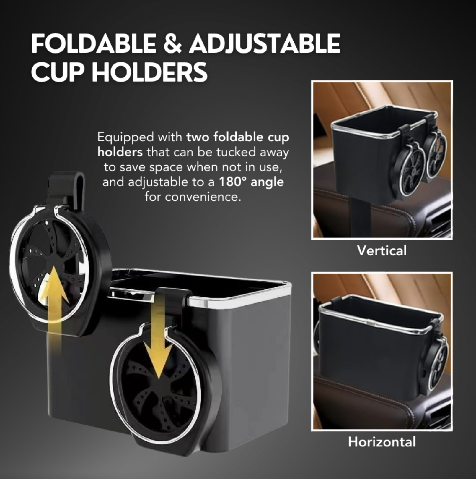 Car Armrest Storage Box with Dual Cup Holders
