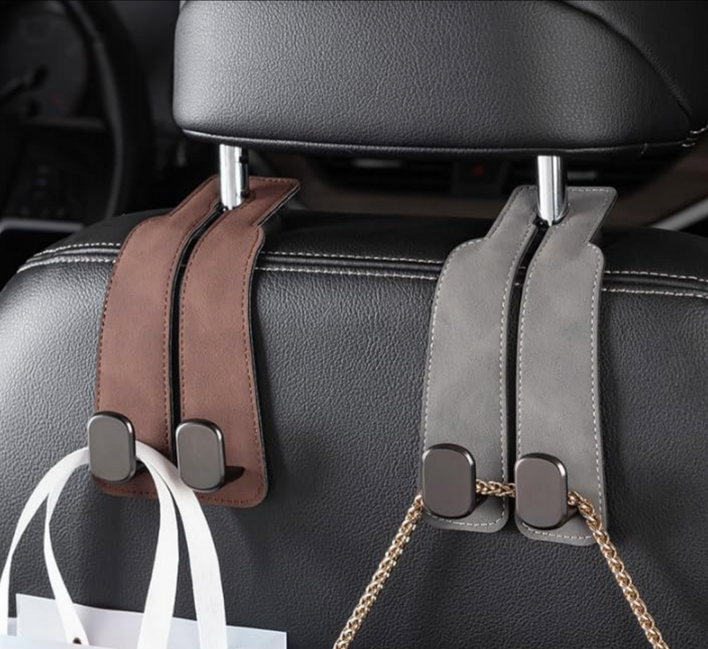 2-in-1 Leather Car Headrest Hook Hanger (1 Pair)