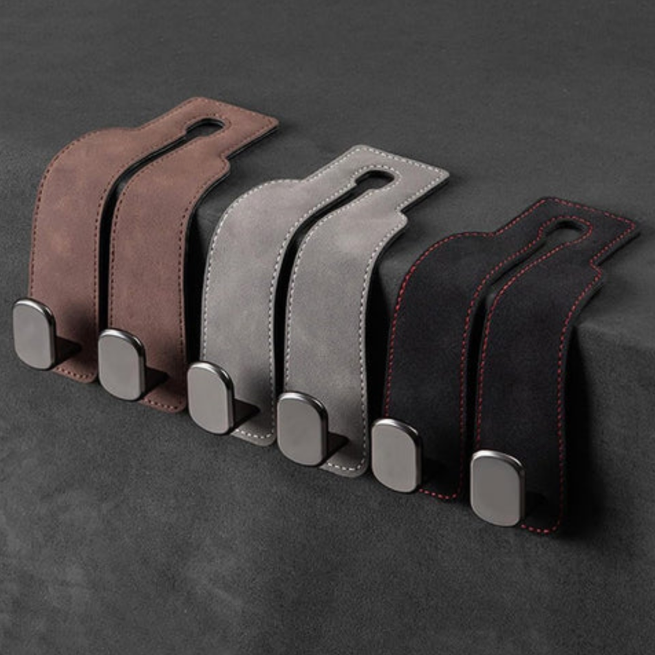 2-in-1 Leather Car Headrest Hook Hanger (1 Pair)